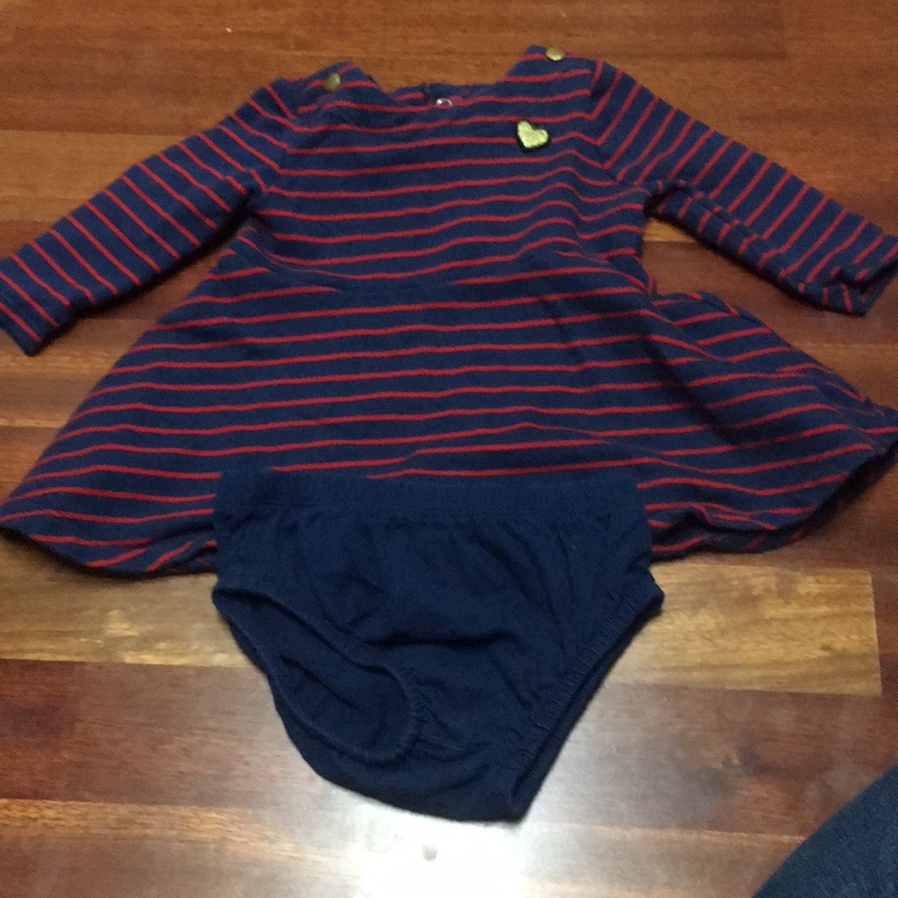 2/$10 navy and red striped dress